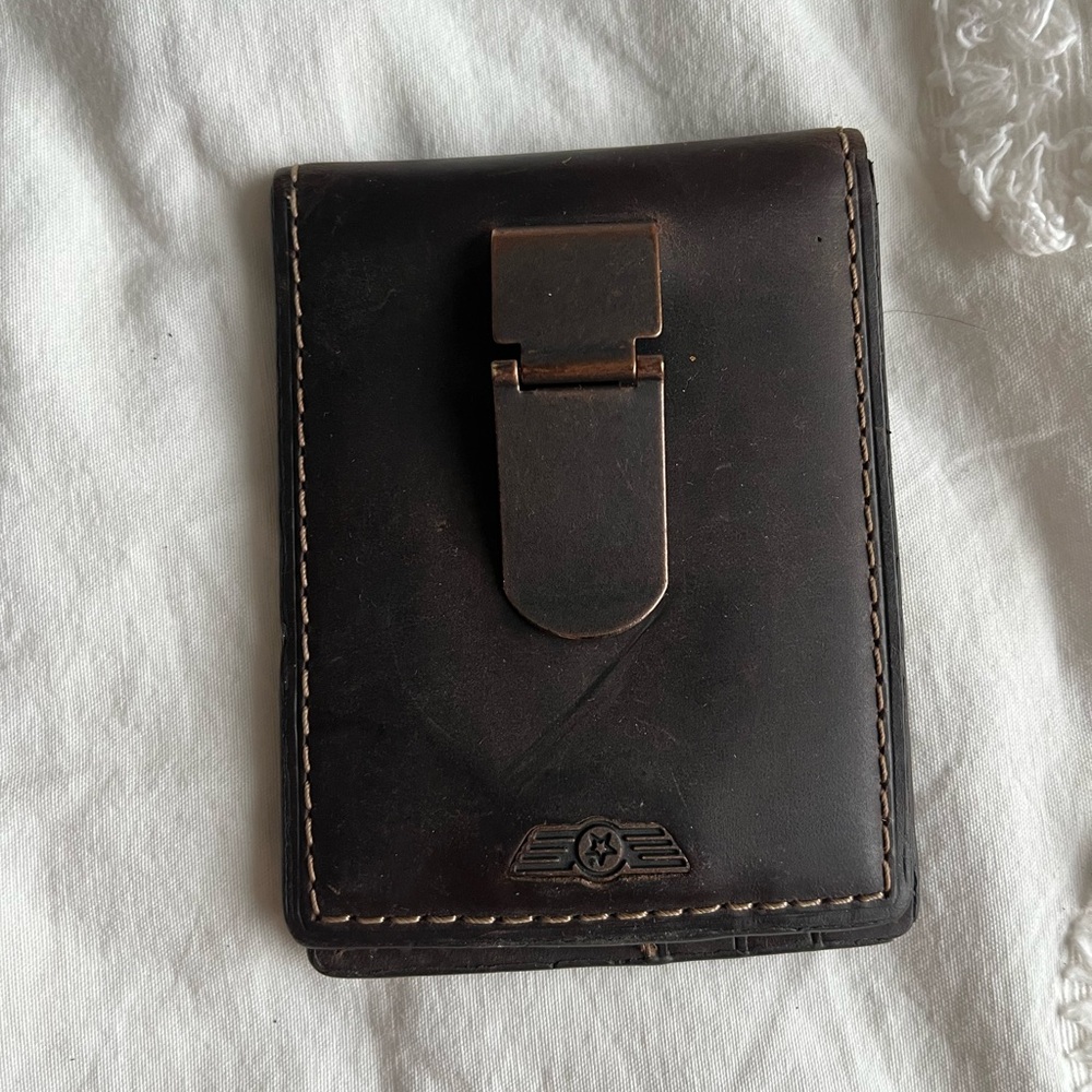 Brown Relic Leather Money Clip Wallet